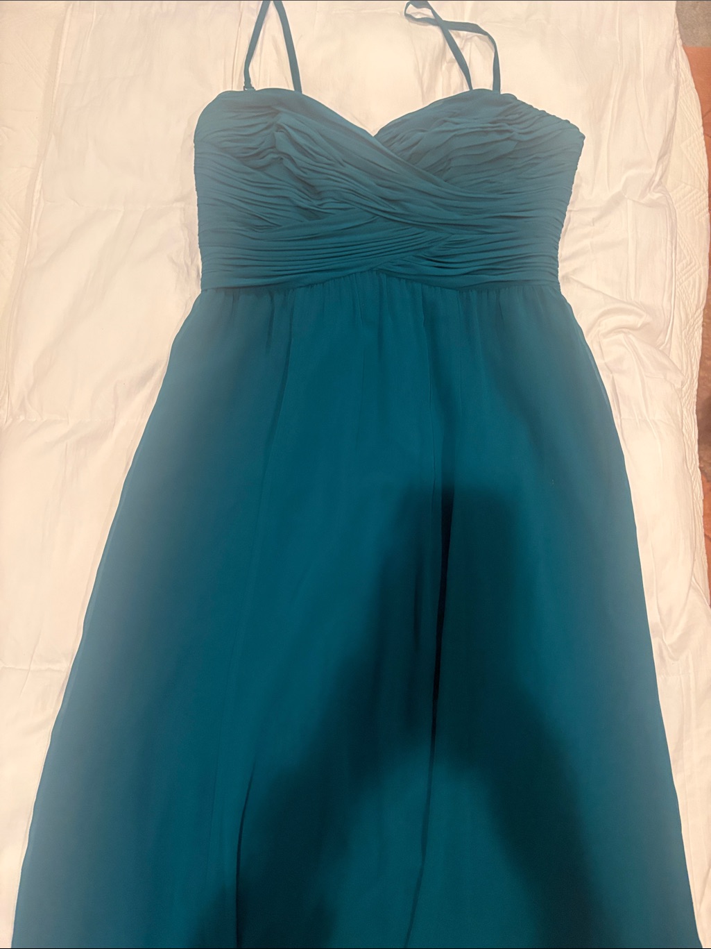 Lauren Ralph Lauren Teal Spaghetti Strap Or Strapless Chiffon Long Gown Size 12p